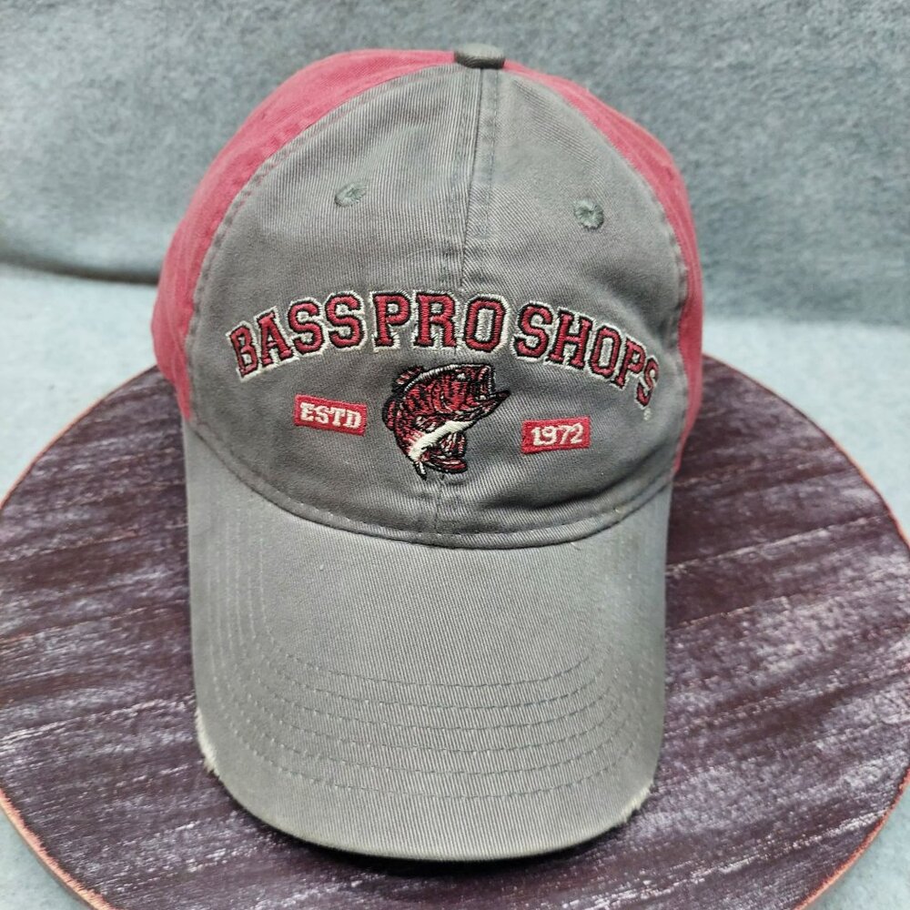 Bass Pro Shops Gray & Red Embroidered Adjustable Baseball Cap‎ Est. 1972